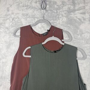 2 THEORY 100% Silk Straight Sleeveless Shell Georgette Tops Size Large M0102539